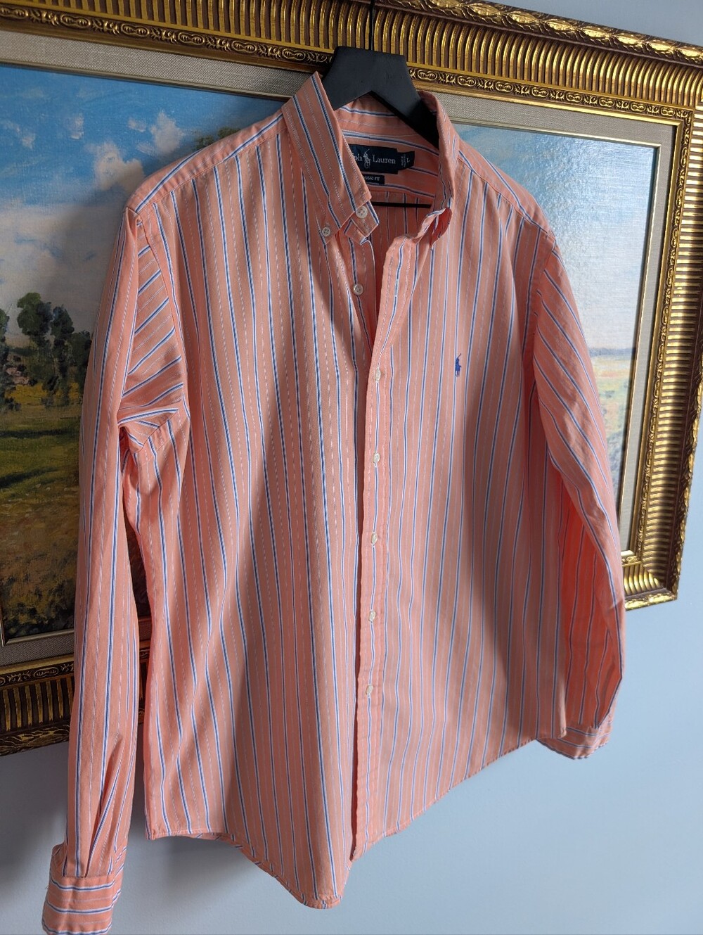 Ralph Lauren Orange and Blue Stripe Button-Down Shirt